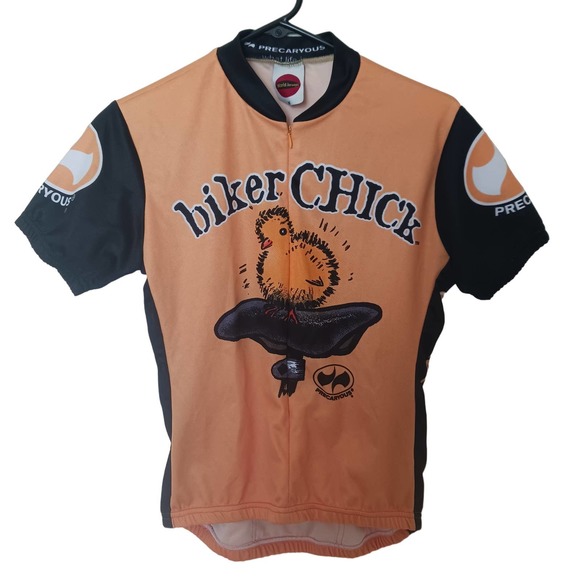 World Jerseys Women's Precaryous Biker Chick Cycling Jersey Orange Medium - Picture 2 of 7